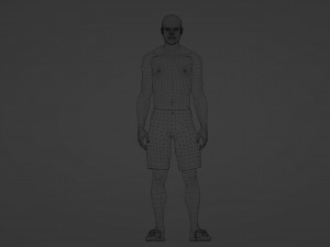 Bald guy in shorts Model 3D