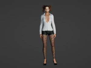 Beautiful student girl 3D Model
