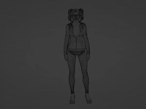 Beautiful student girl 3D Model