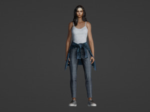 Cute girl on a walk 3D Model