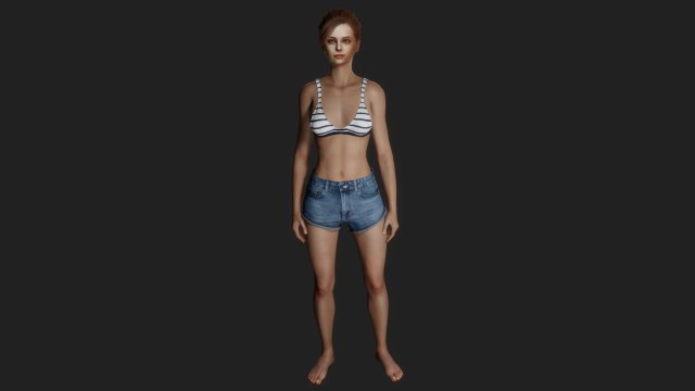 Summer Breeze Realistic of a Young Woman in Casual Attire 3Dモデル .c4d .max .obj .3ds .fbx .stl .blend 