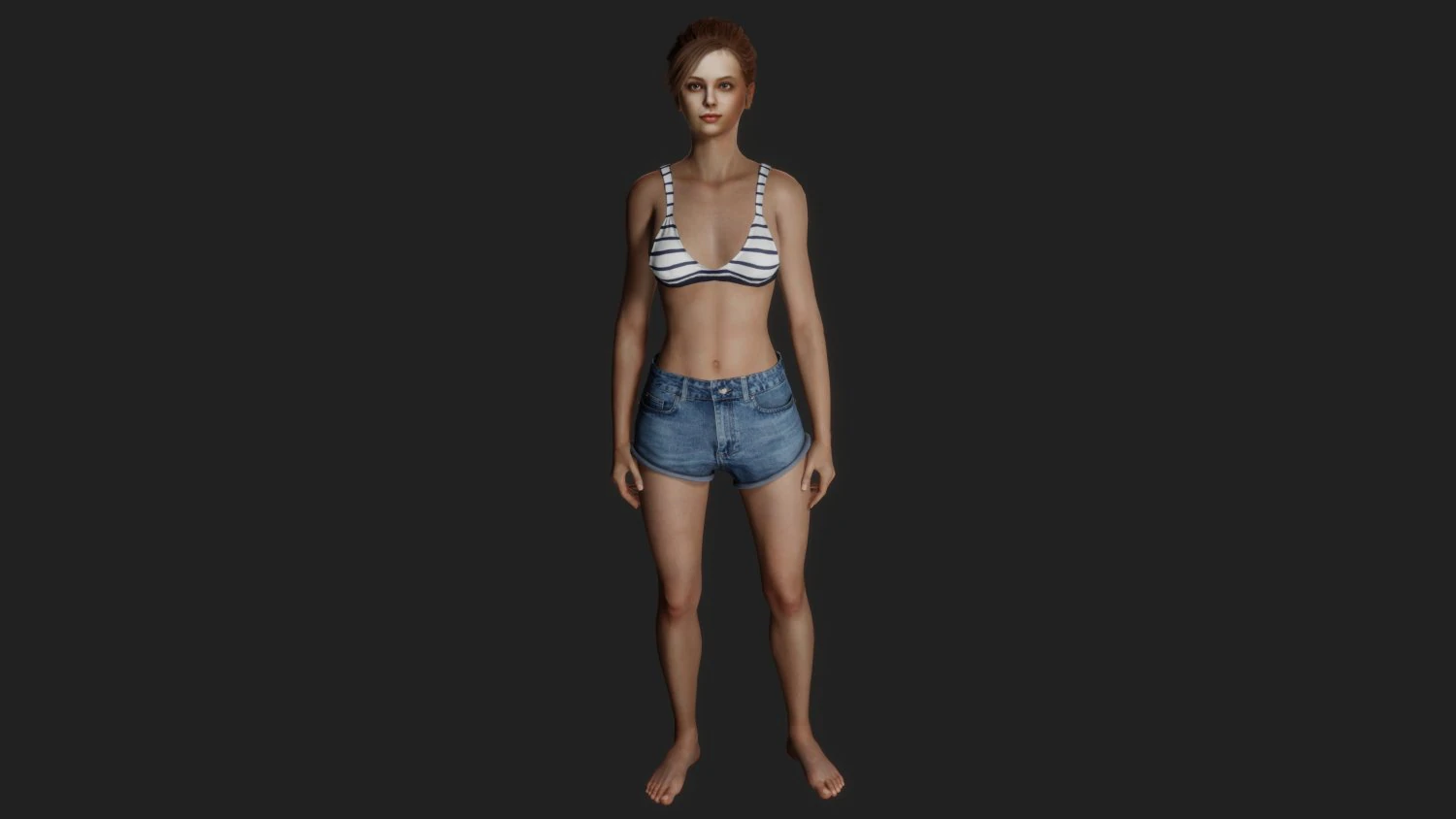 Summer Breeze Realistic of a Young Woman in Casual Attire 3D Model .c4d .max .obj .3ds .fbx .stl .blend 