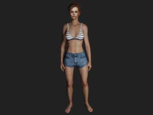 Brezza estiva Realistica di una giovane donna in abbigliamento casual Modello 3D
