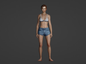 Summer Breeze Realistic of a Young Woman in Casual Attire 3Dモデル