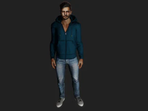 Casual Guy in Blue Hoodie 3D Model