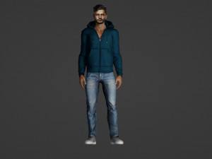 Casual Guy in Blue Hoodie Model 3D