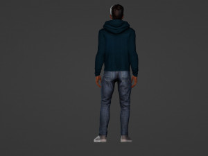 Casual Guy in Blue Hoodie Model 3D