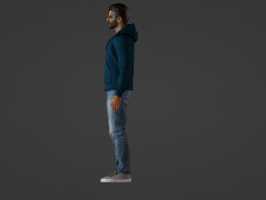 Casual Guy in Blue Hoodie Model 3D