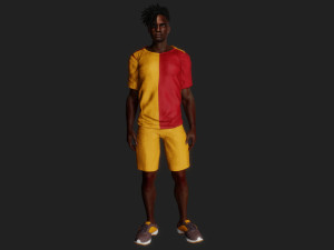 Realistic African Football Athlete 3D Model