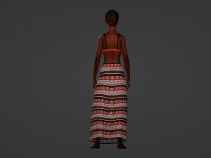 Realistic of a Young Dark-Skinned Woman in Traditional Attire Model 3D