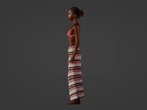 Realistic of a Young Dark-Skinned Woman in Traditional Attire 3D Model