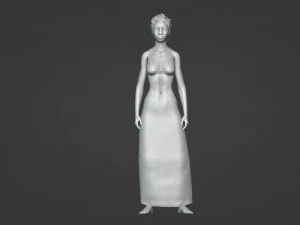 Realistic of a Young Dark-Skinned Woman in Traditional Attire 3D Model