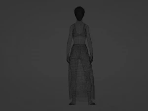 Realistic of a Young Dark-Skinned Woman in Traditional Attire 3D Model