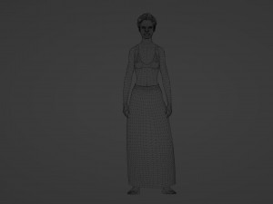 Realistic of a Young Dark-Skinned Woman in Traditional Attire Model 3D