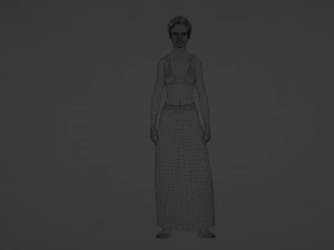 Realistic of a Young Dark-Skinned Woman in Traditional Attire 3D Model
