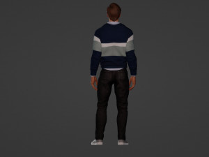 Realistic of a 35-Year-Old Man in Blue Sweater 3Dモデル
