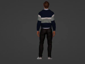 Realistic of a 35-Year-Old Man in Blue Sweater 3D Model