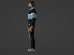 Realistic of a 35-Year-Old Man in Blue Sweater 3Dモデル