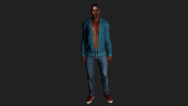 of a Stylish Young Man in Blue Cardigan 3D Model .c4d .max .obj .3ds .fbx .stl .blend 