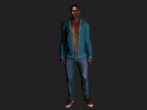 of a Stylish Young Man in Blue Cardigan 3Dモデル