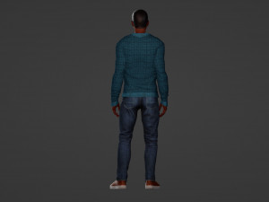 of a Stylish Young Man in Blue Cardigan 3D Model