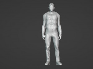 of a Stylish Young Man in Blue Cardigan 3D Model
