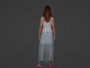 Realistic of a Young Woman in a Blue Skirt and Patterns Modelo 3D