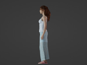 Realistic of a Young Woman in a Blue Skirt and Patterns Modelo 3D