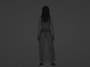 Realistic of a Young Woman in a Blue Skirt and Patterns Modelo 3D