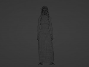 Realistic of a Young Woman in a Blue Skirt and Patterns Modelo 3D