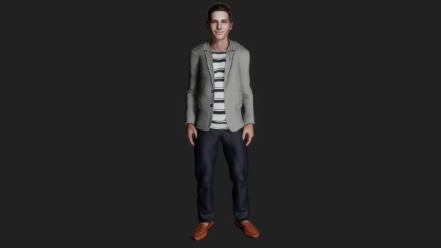 Realistic of a Smiling Youth in Casual Attire 3D Model .c4d .max .obj .3ds .fbx .stl .blend 