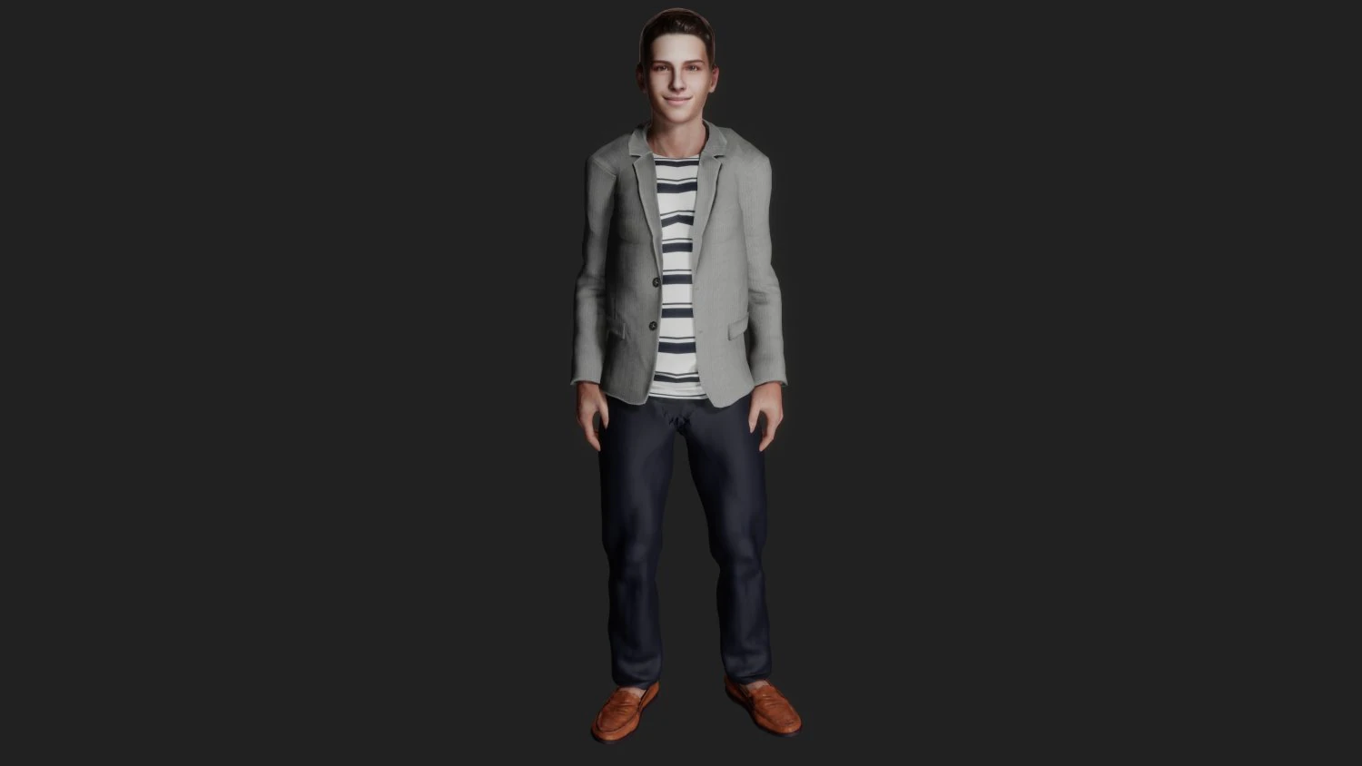 Realistic of a Smiling Youth in Casual Attire 3D Model .c4d .max .obj .3ds .fbx .stl .blend 