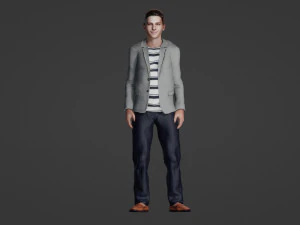 Realistic of a Smiling Youth in Casual Attire 3D Model