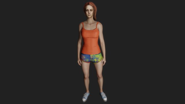 Realistic of a Young Girl in Vibrant Attire 3D 모델 .c4d .max .obj .3ds .fbx .stl .blend 
