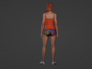 Realistic of a Young Girl in Vibrant Attire 3D 모델