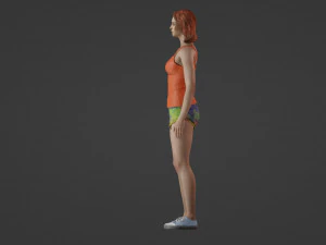 Realistic of a Young Girl in Vibrant Attire 3D Model