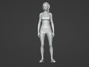 Realistic of a Young Girl in Vibrant Attire 3D 모델