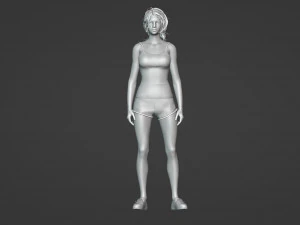 Realistic of a Young Girl in Vibrant Attire 3D Model
