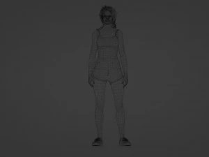 Realistic of a Young Girl in Vibrant Attire 3D Model