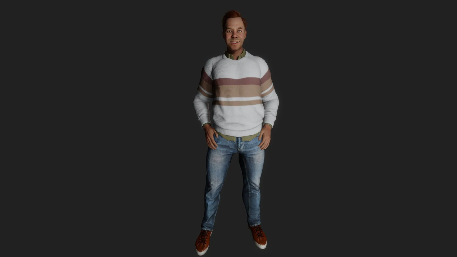 Realistic 3D Character Model of a Cheerful 50-Year-Old Man 3D Model .c4d .max .obj .3ds .fbx .stl .blend 