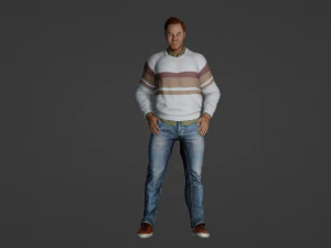 Realistic 3D Character Model of a Cheerful 50-Year-Old Man 3D Model