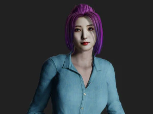 Beleza etérea realista de uma garota chinesa de 23 anos em traje vibrante Modelo 3D