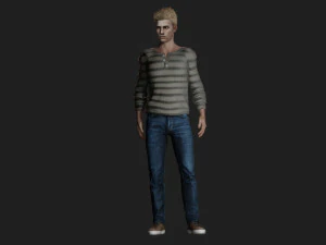 Realistic of an Angry Handsome Young Man 3D Model