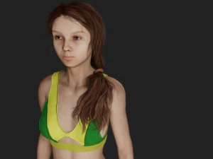 Sakin Bir Plaj G&uuml;zelinin Ger&ccedil;ek&ccedil;iliği 3D Model