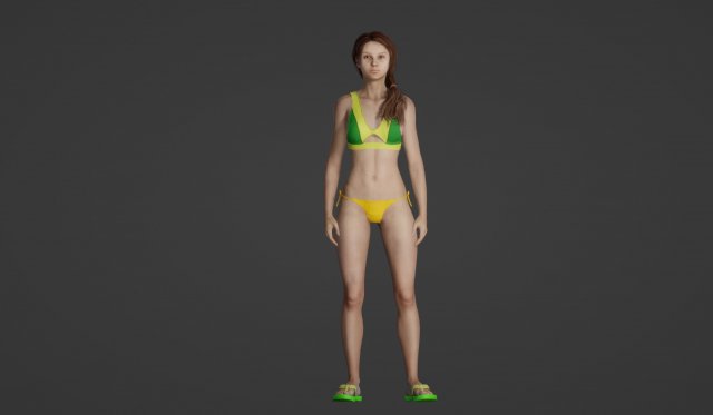 Realistic of a Vibrant 70-Year-Old Woman in a Swimsuit 3D Model