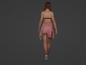 Young Woman in Swimsuit and Denim Shorts 3D Model