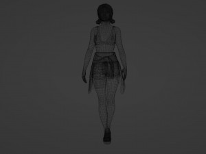 Young Woman in Swimsuit and Denim Shorts 3D Model