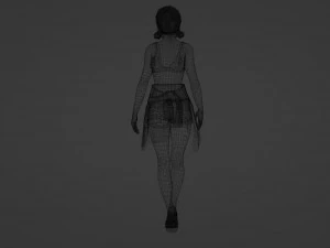 Young Woman in Swimsuit and Denim Shorts 3D Model