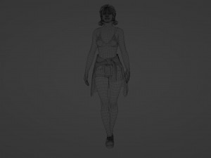 Young Woman in Swimsuit and Denim Shorts 3D Model