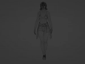 Young Woman in Swimsuit and Denim Shorts 3D Model